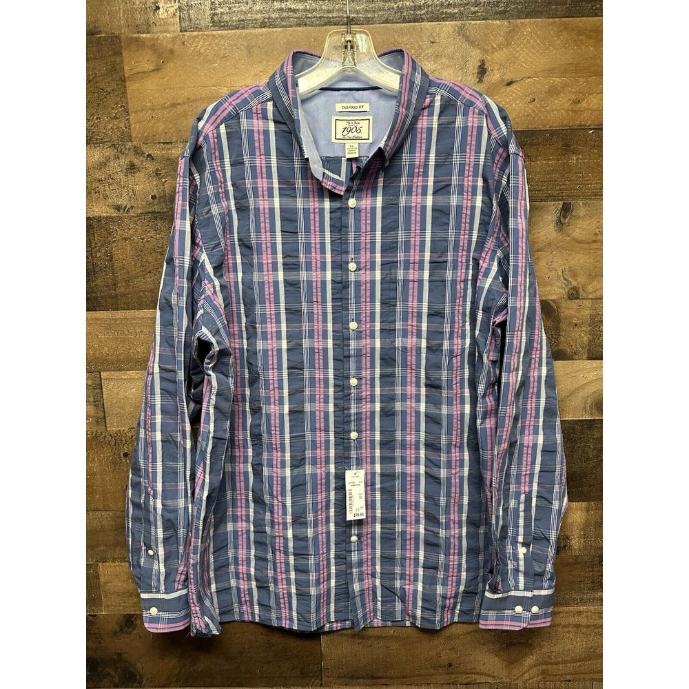 NWT Jos. A Bank Men's Tailored Fit Long Sleeve Button Up Size X-Large‎